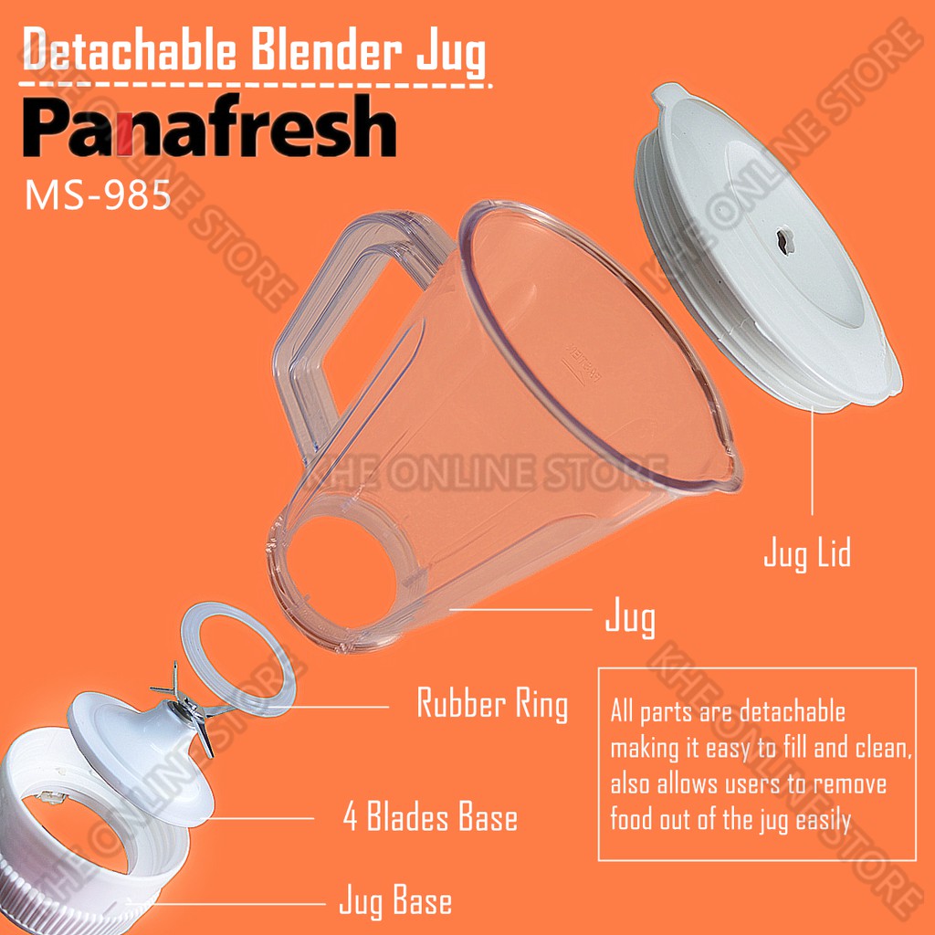 Panafresh MS-985 Blender 1000ml Wet Jug (safety switch) Only [Original]