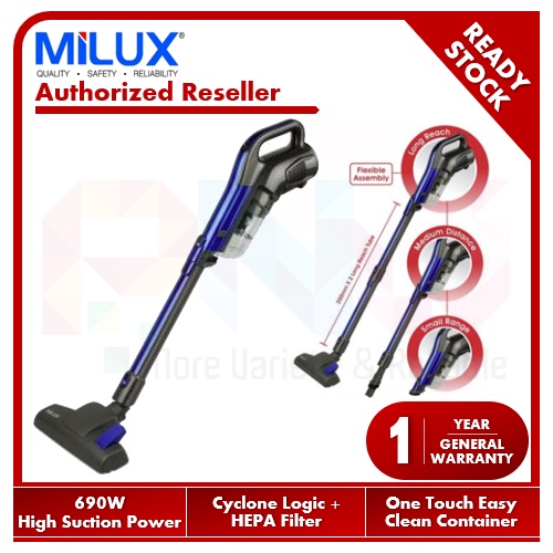 Milux 600W (Max 690W) Cyclonic Handheld Vacuum Cleaner MVC861 (0.6L