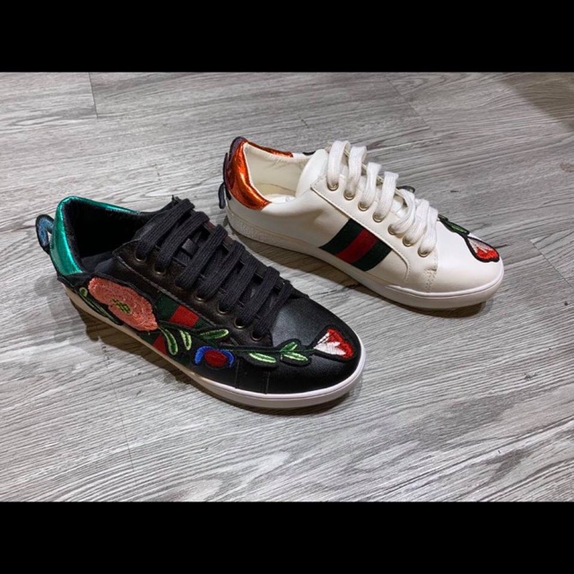 gucci floral embroidered sneakers