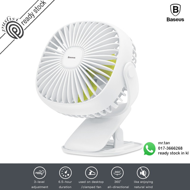 Baseus Mini Usb Rechargeable Air Cooling Fan Clip Desk Fan Desktop Office Fan Shopee Malaysia