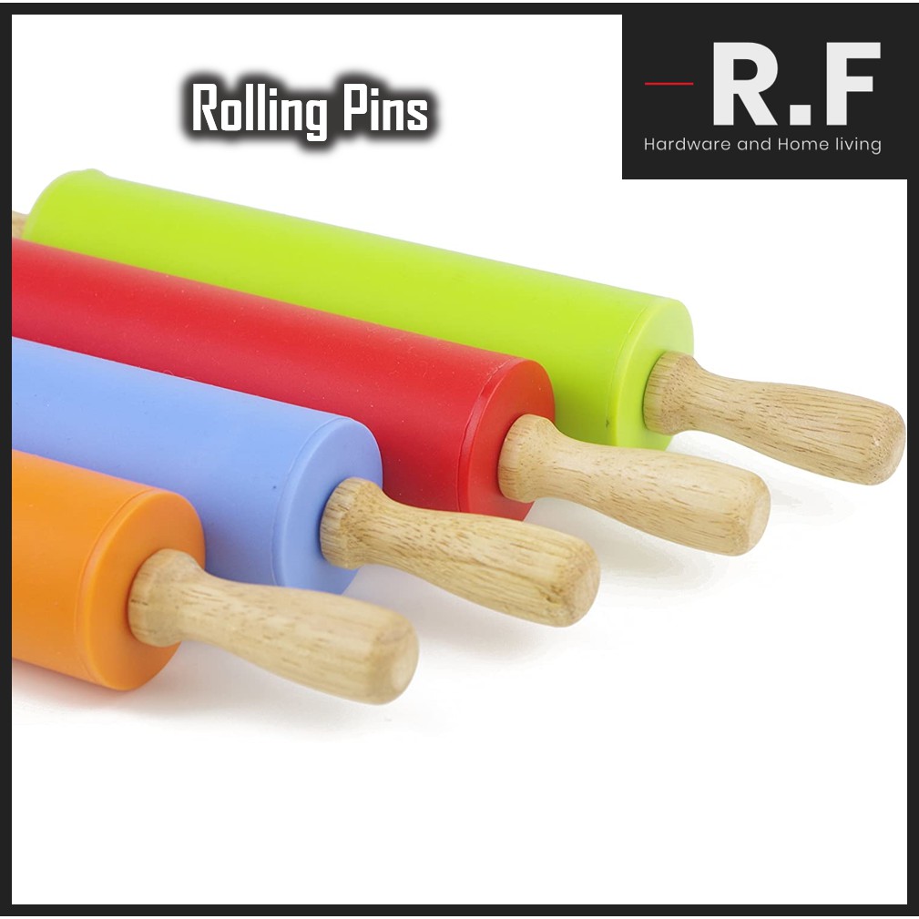 Silicone Non-Stick Pin Bergolek Wooden Handle Rolling Pin Pastry Dough Flour Roller Baking Cooking Tools