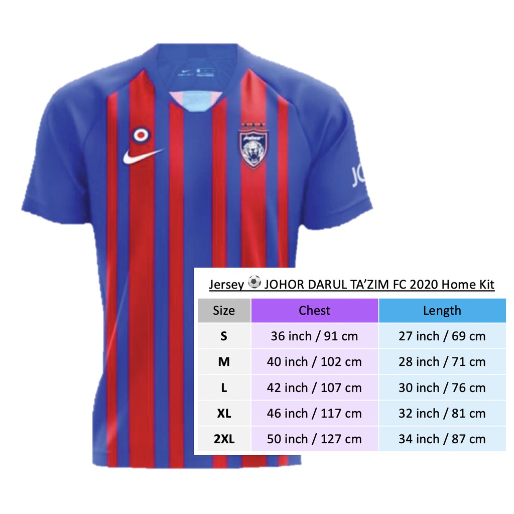 Hot Johor Darul Ta Zim 2020 Home Kit Jersey S Xxl Shopee Malaysia