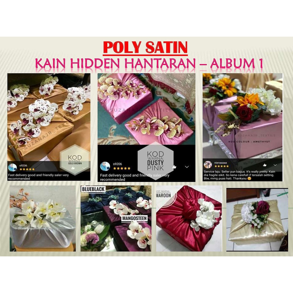 Poly Satin Kain Balut Kotak Hantaran | Kain Hidden Hantaran Kahwin & Tunang Bidang 45"- Album 1