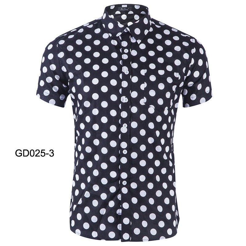 mens short sleeve polka dot shirt