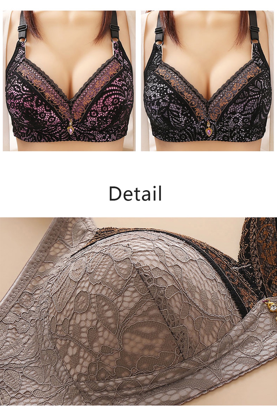 Fallsweet Thin Cup Bras For Women Push Up Wireless Underwear Sexy Lace Bralette Plus Size 