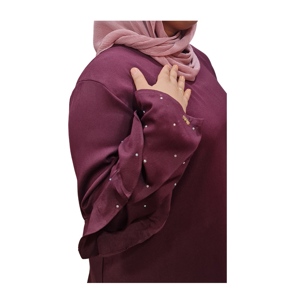 Fashion Blouse Plus Size Lengan Ala Saloma Muslimah Blouse Lengan Panjang Manik Crystal Shopee Malaysia