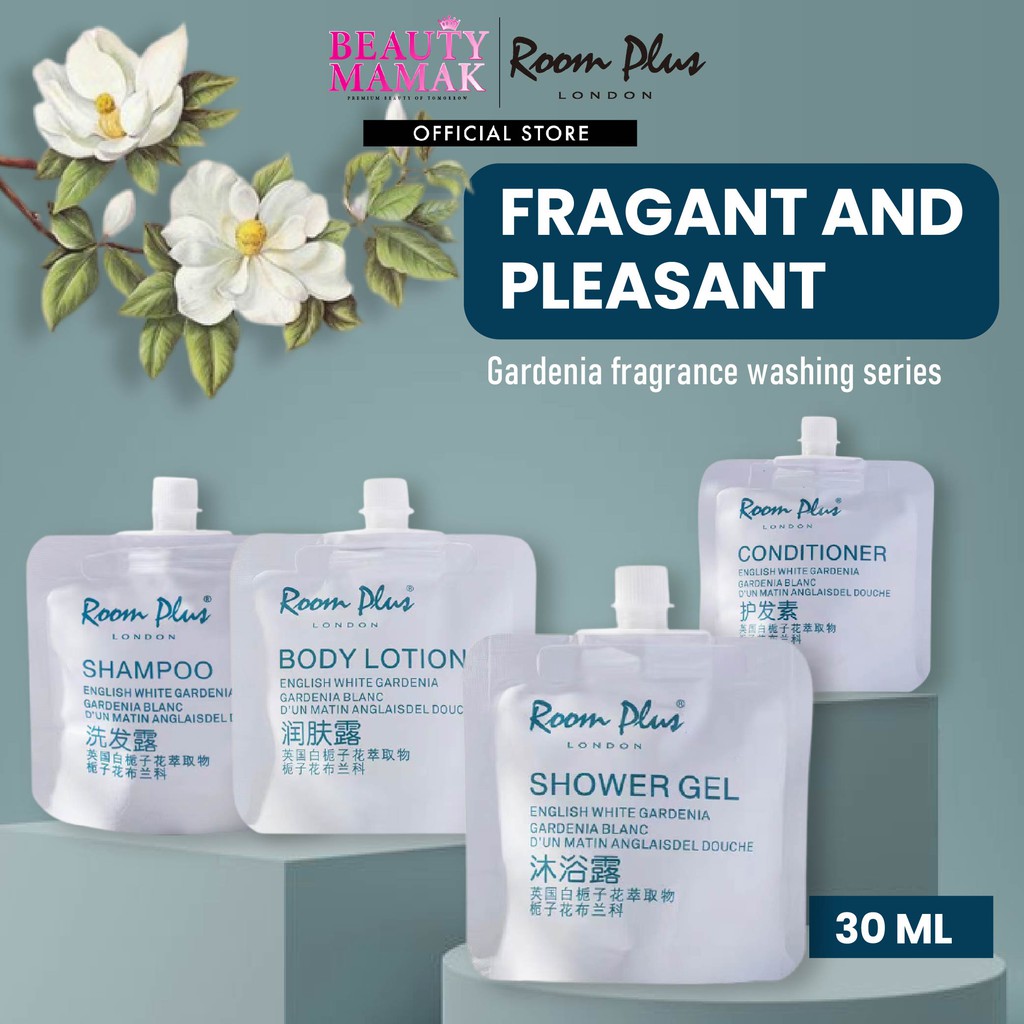 Room Plus English White Gardenia Series Mini Pack 30ml - 4 Types - Shampoo  \ Shower Gel \ Hair Conditioner \ Body Lotion | Shopee Malaysia