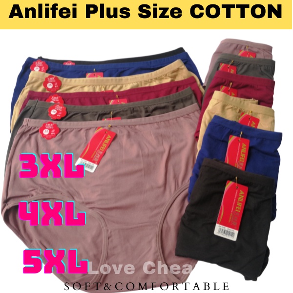 Anlifei Woman Plus Size Cotton Panties / Size Besar Perempuan 3XL/ 4XL/ 5XL