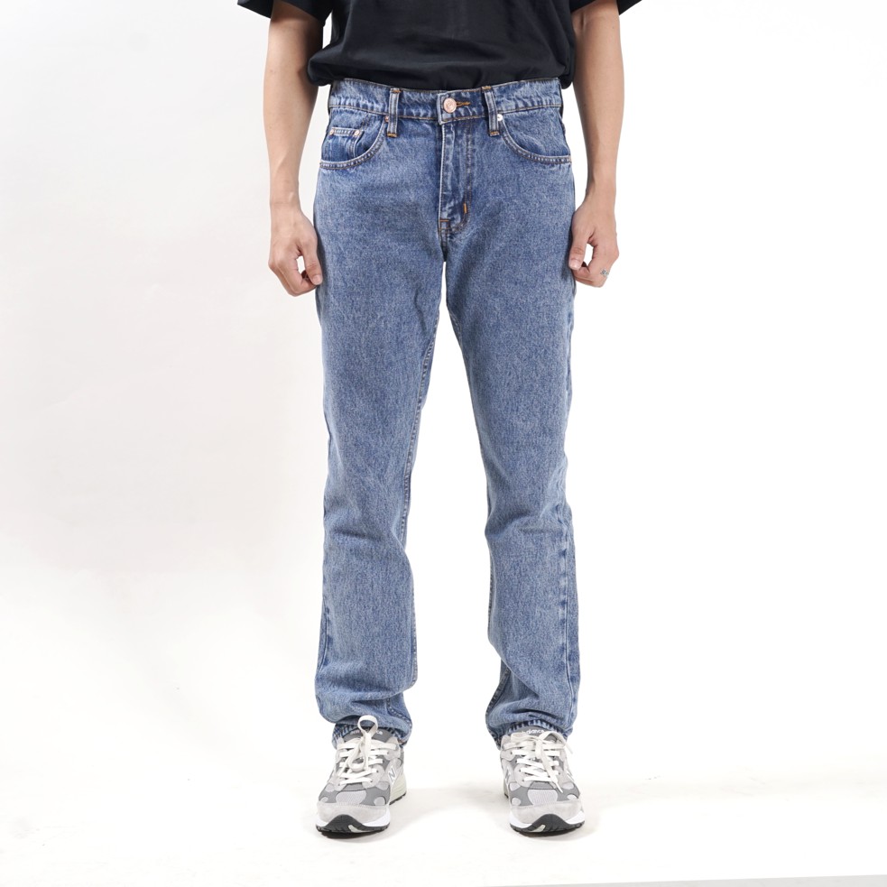 Superego JEANS Pants SLIM TAPERED STANDARD REGULER DENIM WASHED - SNOW LIGHT NAVY SBT04C