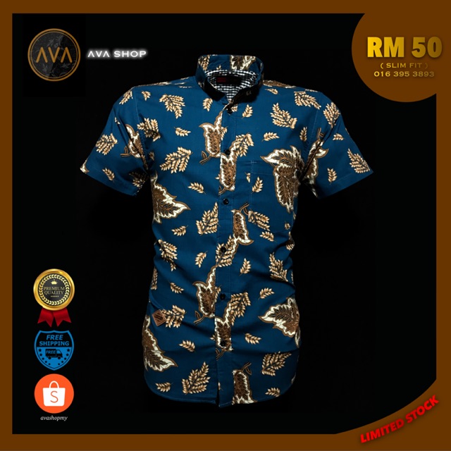  KEMEJA  BATIK  SLIM FIT Ready Stock Shopee Malaysia