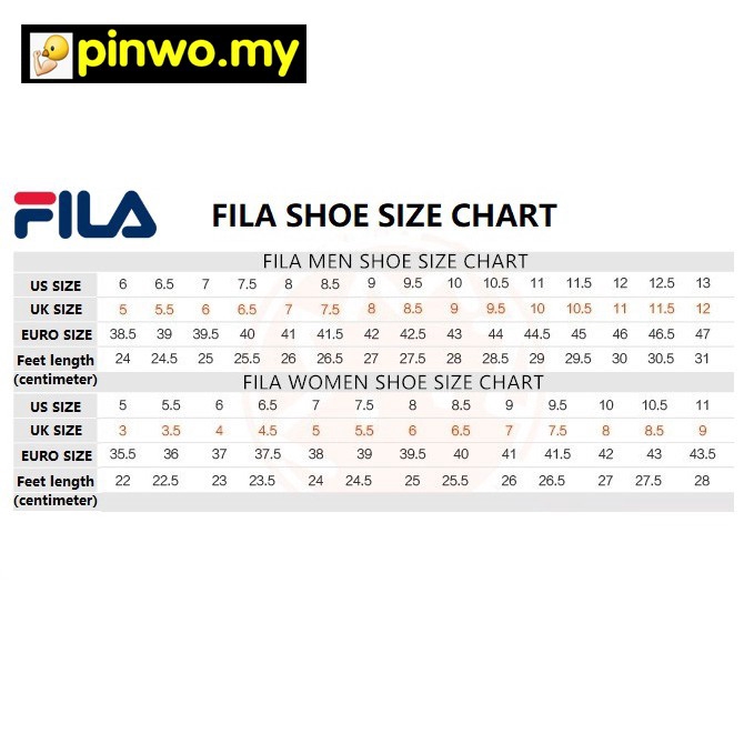 India Boot Sizing Youth To Women's Shoe Size Chart Women's Fila