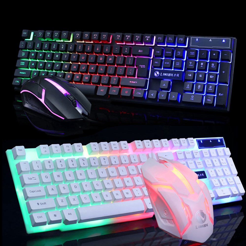 Wired Mouse Keyboard Mechanical LED Gaming Keyboard With Rainbow