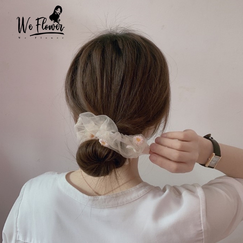 Korean Lace Daisy Ties Hair Rope Flower Scrunchies Women Ponytail Holder