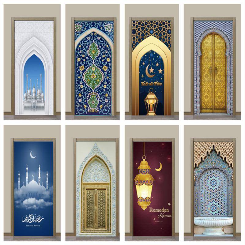 Sticker Door Stickers Home Decor Art Mural Living Room Great Mosque of Mecca Vinly Wallpaper Wall Stic