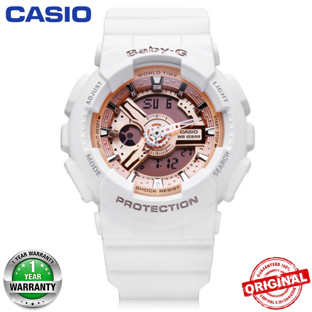casio white gold watch