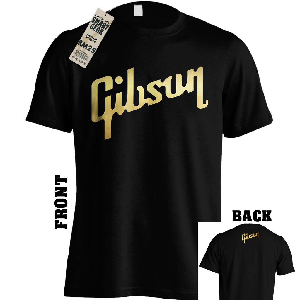 Gibson Tshirt Guitar Rock Band T Shirt Fender Ibanez Music 100 Cotton Tops Tees Shopee Malaysia