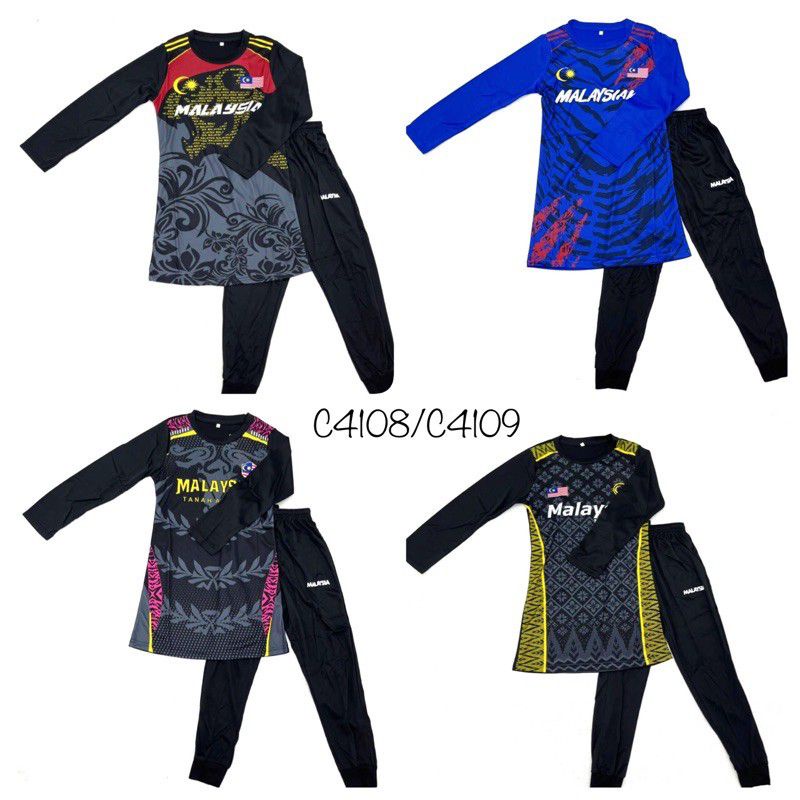 C4108/C4109-2 Baju Budak Perempuan 3-6Tahun Sepasang Jersi Malaysia Saiz 24-34