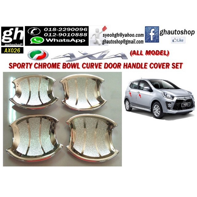 PERODUA AXIA sporty chrome door handle curve garnish cover 