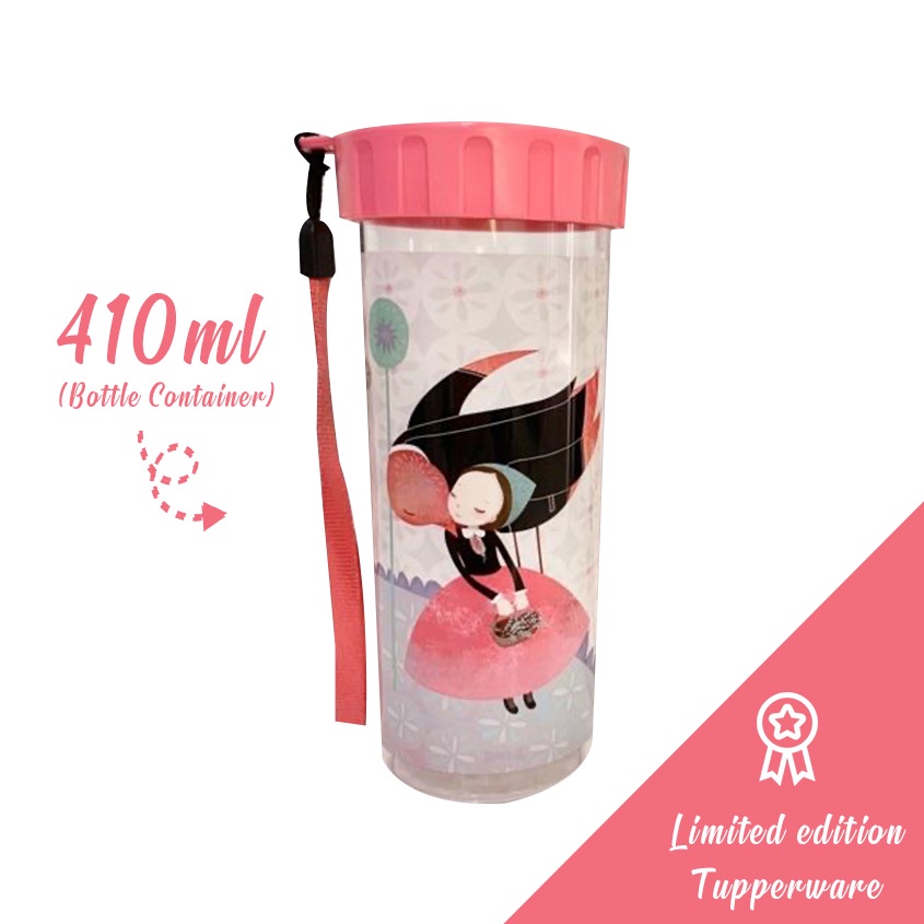 Tupperware Flower Fairy Bottle 410ml purple pink black bottle