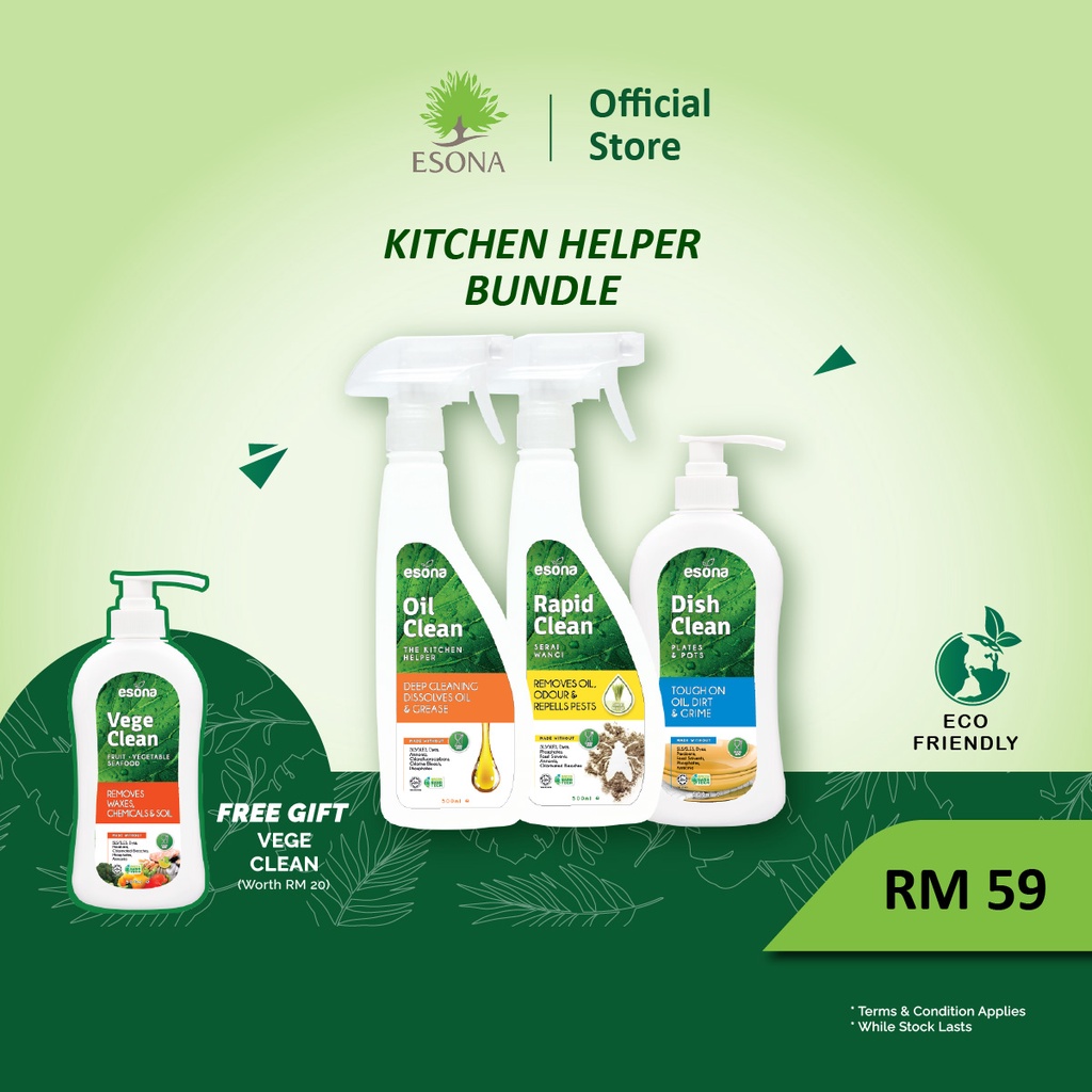 ESONA Kitchen Helper Bundle Kitchen Oil Cleaner Natural Fruits