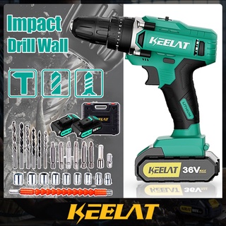 KEELAT Cordless Drill Battery Electric Screwdriver Drill Impact Drill ...