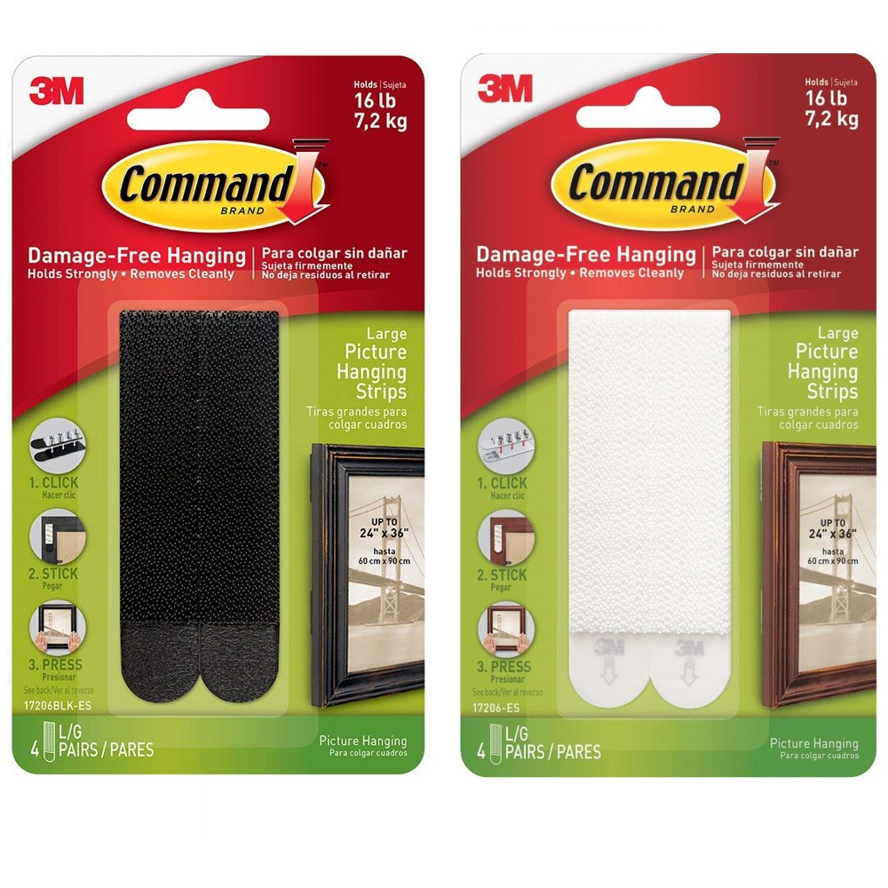 3M Command 17206 Large Picture Hanging Strips (Holds Up To 7.2kg) (4