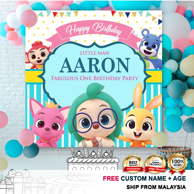 Birthday Banner / Birthday Backdrop / Hari Jadi - Pinkfong / Hogi ...