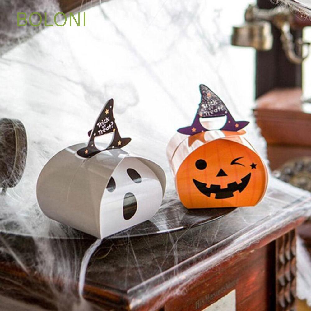 New Halloween Pumpkin Ghost Candy Box Paperboard Gift Bag Party Supplies