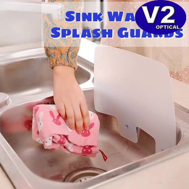 2pcs Kitchen Sink Water Splash Guards With Sucker Waterproof Screen For