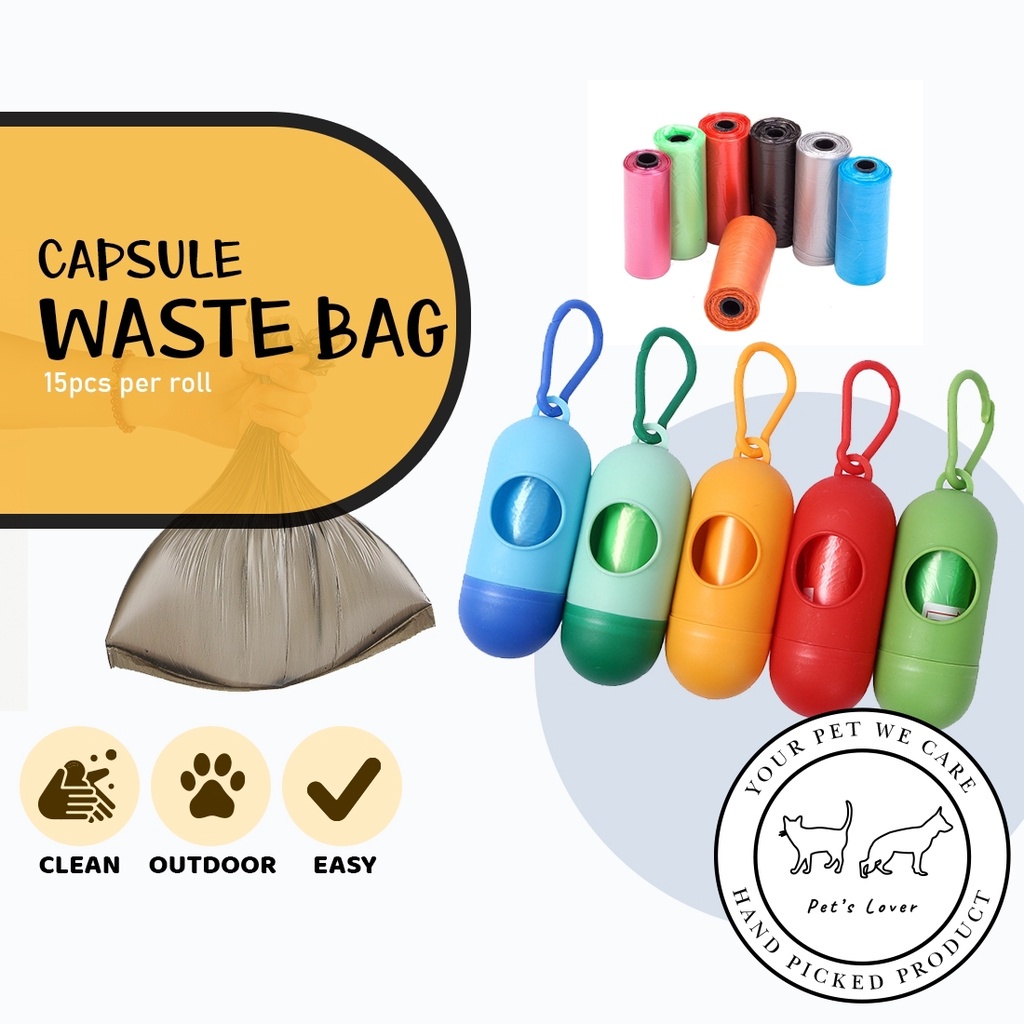 【Pawly & Crawly】Pet Cat Dog Disposal Poop Bag Plastic Dispenser Refill Roll Waste Trash Bag Rubbish Garbage