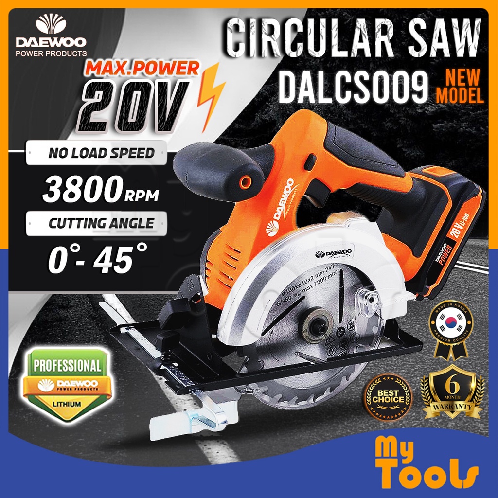 Mytools DAEWOO DALCS009 20V Lithium Cordless Circular Saw 136mm (5-3/8”) With 2 Battery 1 Charger