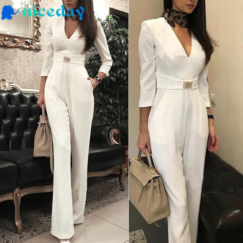 women's v neck jumpsuit