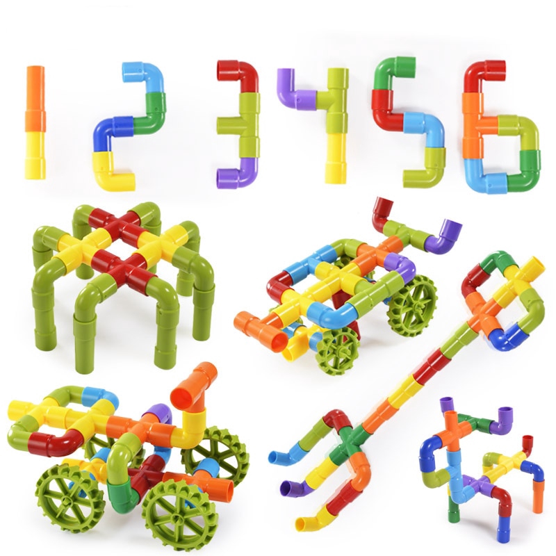 Children Colorful Water Pipe Building Blocks Toys Kids DIY Assembling