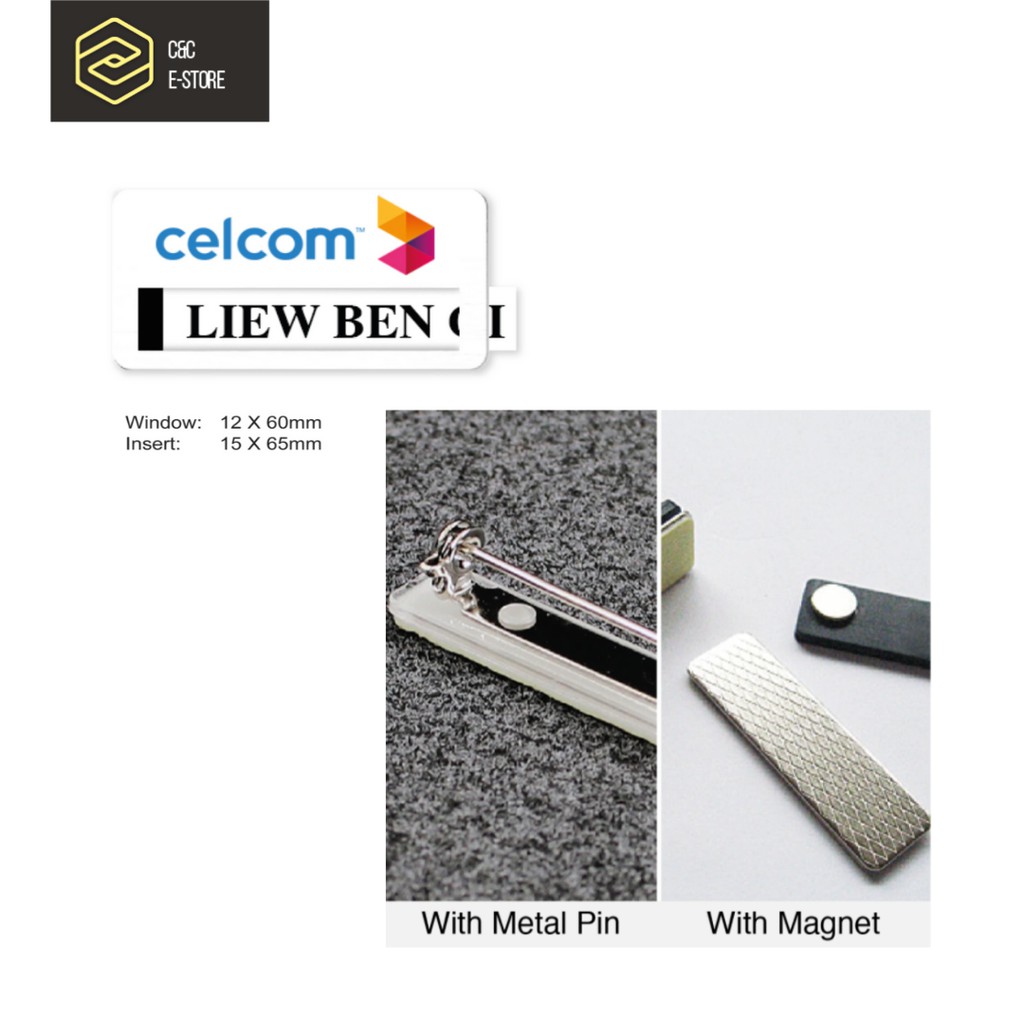 [Ready Stock] Custom Made Reusable Name Tag 8-9 | 12mm x 60mm | Engraved Personalised Nama Metal Pin Magnet