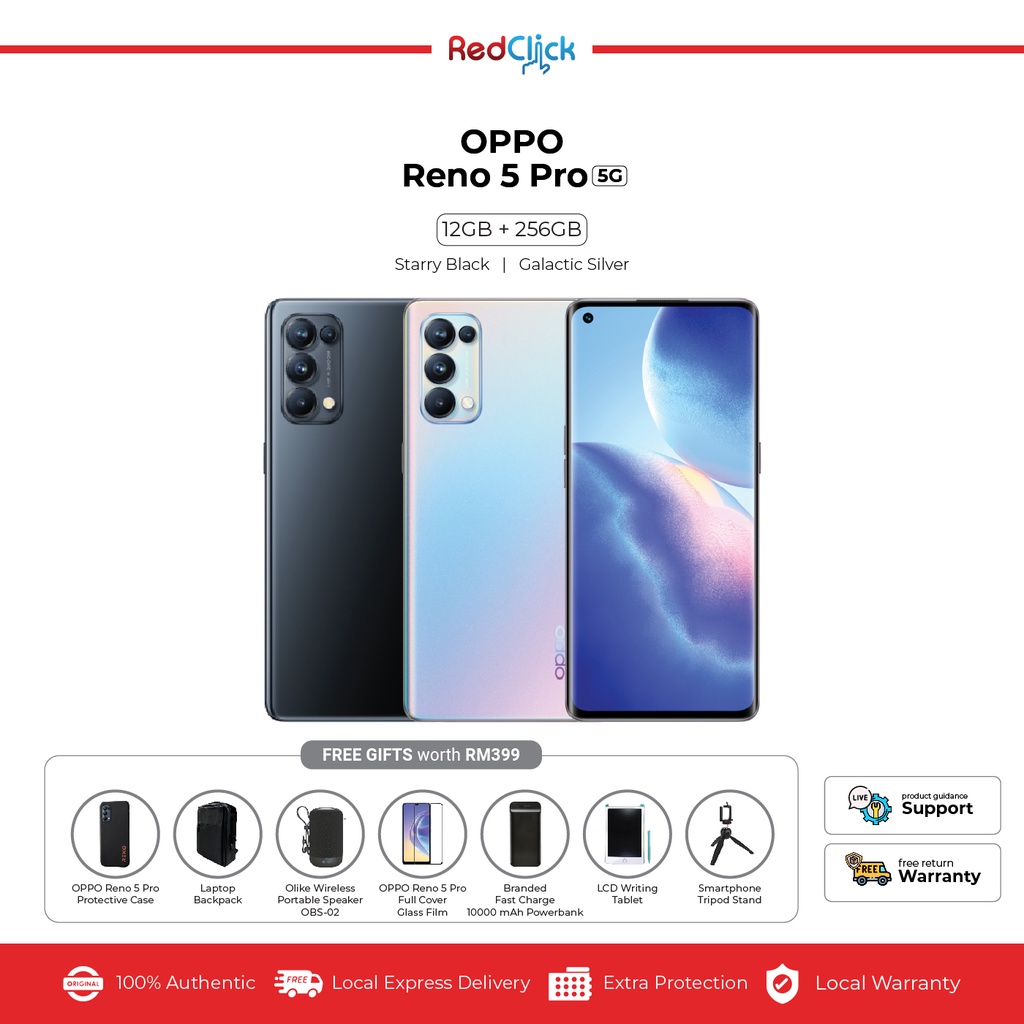 OPPO Reno 5 Pro 5G (12GB/256GB) Original Oppo Malaysia Set [7 Free Gift  Worth RM399]