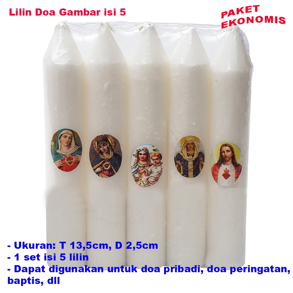 LILIN Easter Church Altar Mass Prayer Candles Picture Of 5 (Uk. 13.5 x 2.5cm) Various Spiritual Candles