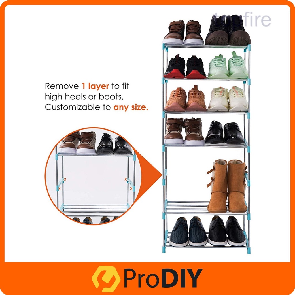 Metal tube Shoe Rack 4 / 5 Tier lightweight easy to assemble shoe rack