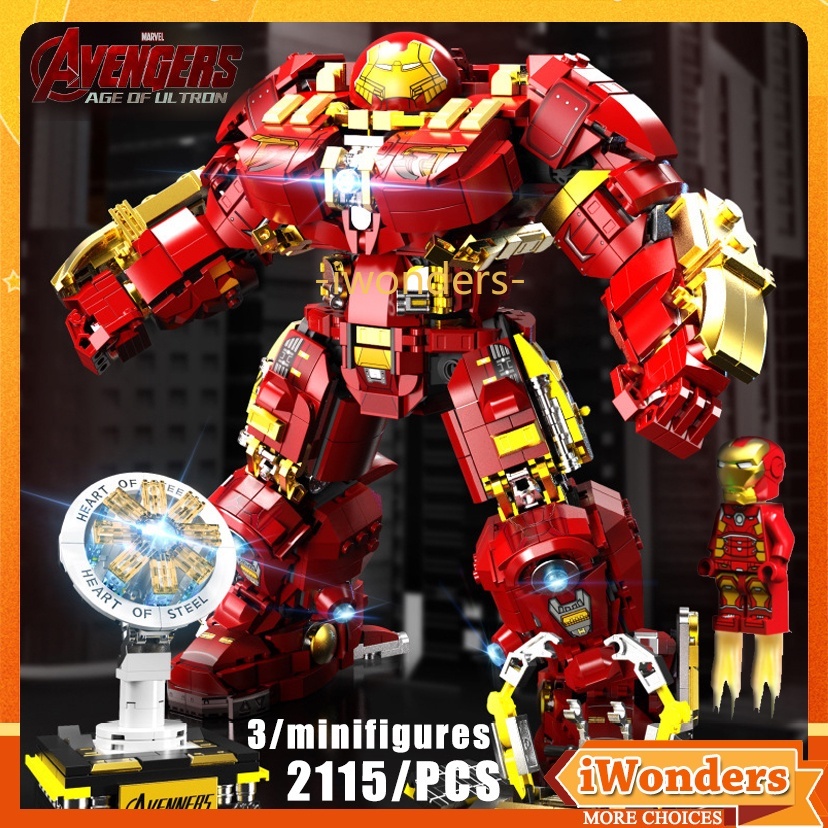 Iron Man Hulkbuster Building Blocks Reactor Armoured Platform LED ...
