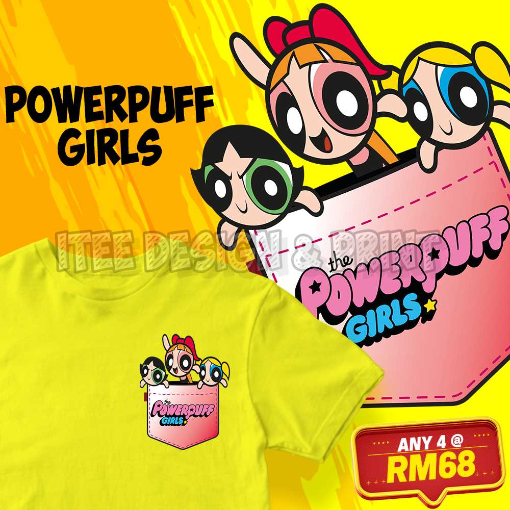 Baju Powerpuff Girls Pocket Kids Clothing Girl Budak Lelaki Boy 