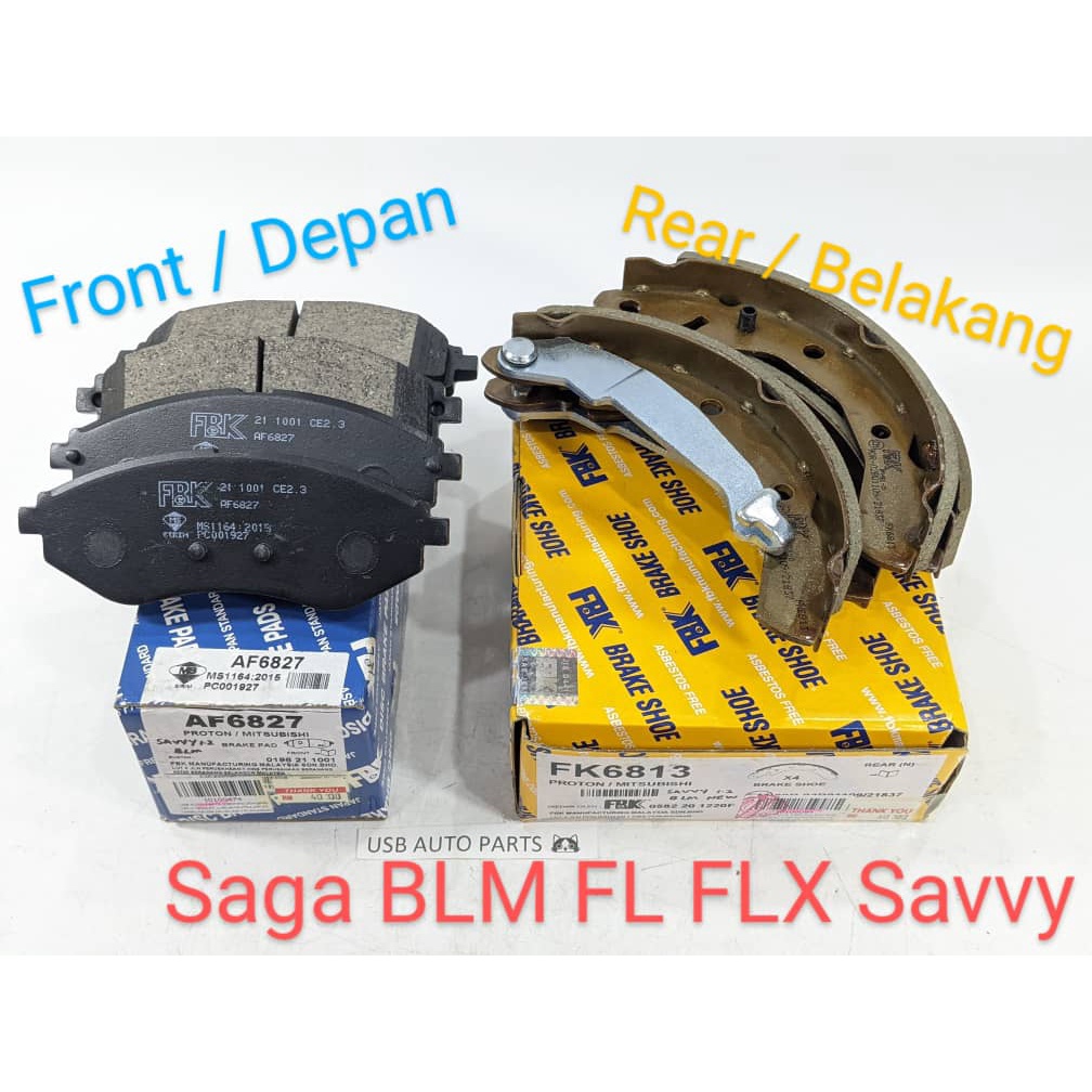 Saga BLM FL FLX Savvy VVT FBK Front Disc Brake Pad / Rear Brake Shoe