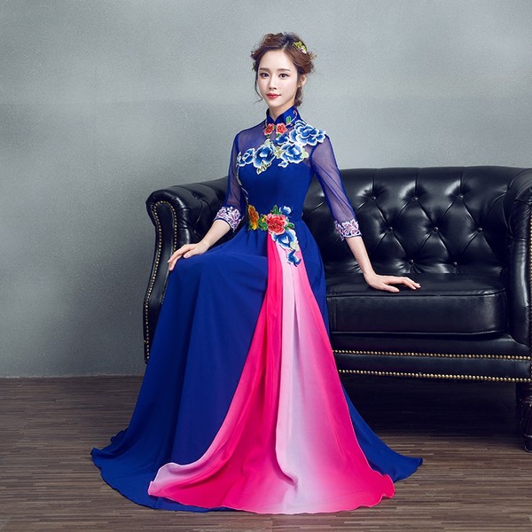 royal blue chinese dress
