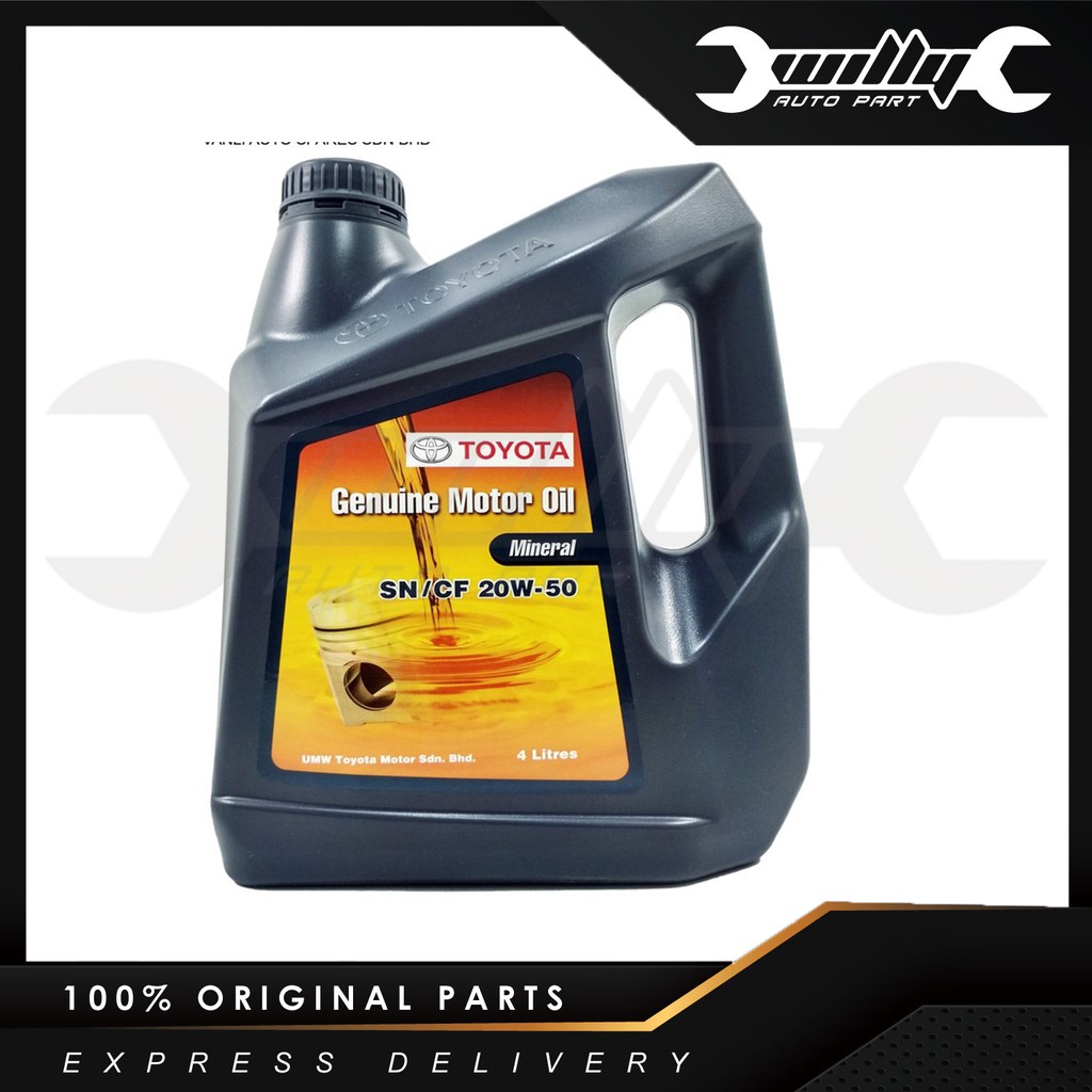 100 Original Toyota 20w50 Sn Cf Engine Oil 4l 20w 50 Minyak Hitam Mineral Shopee Malaysia