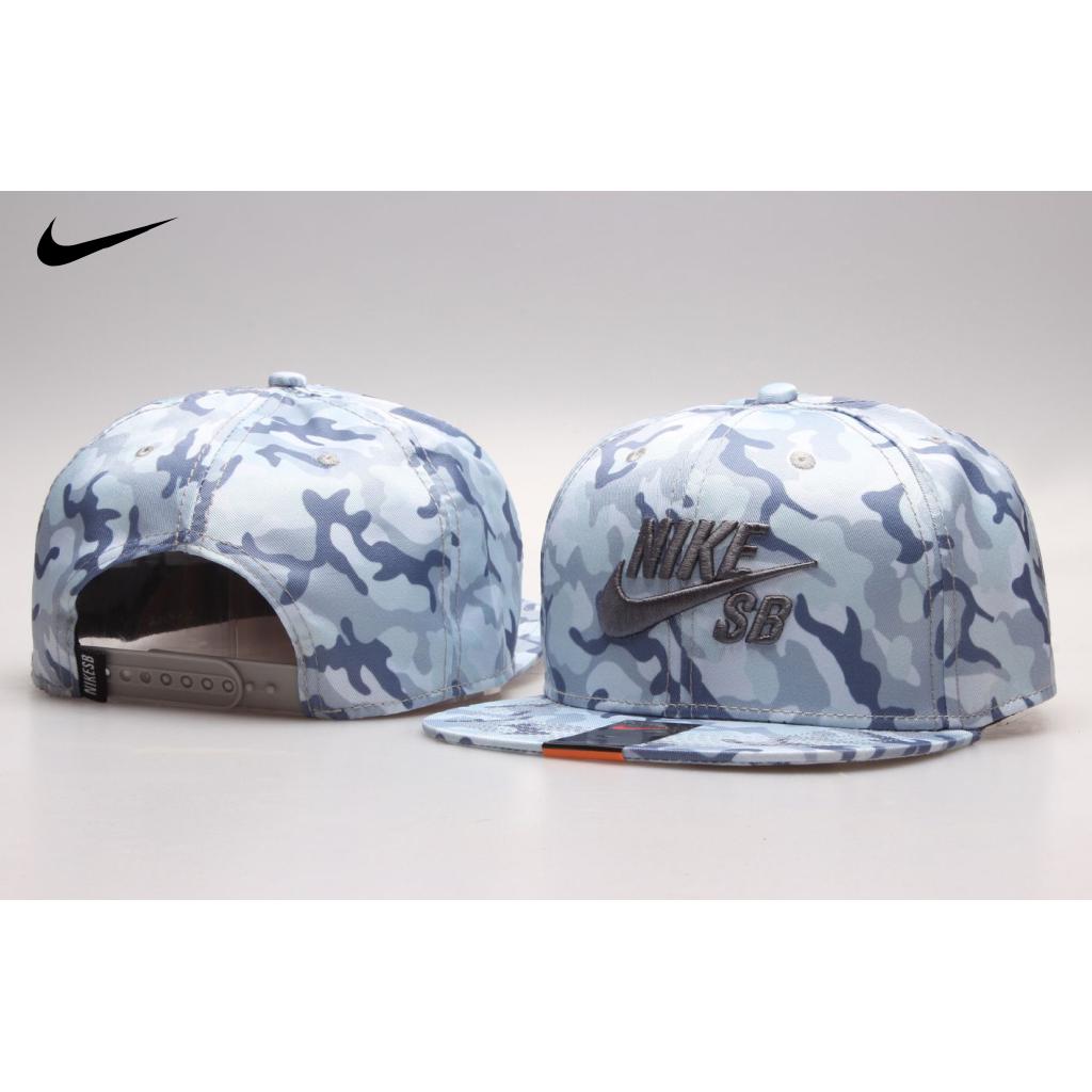 blue camouflage cap