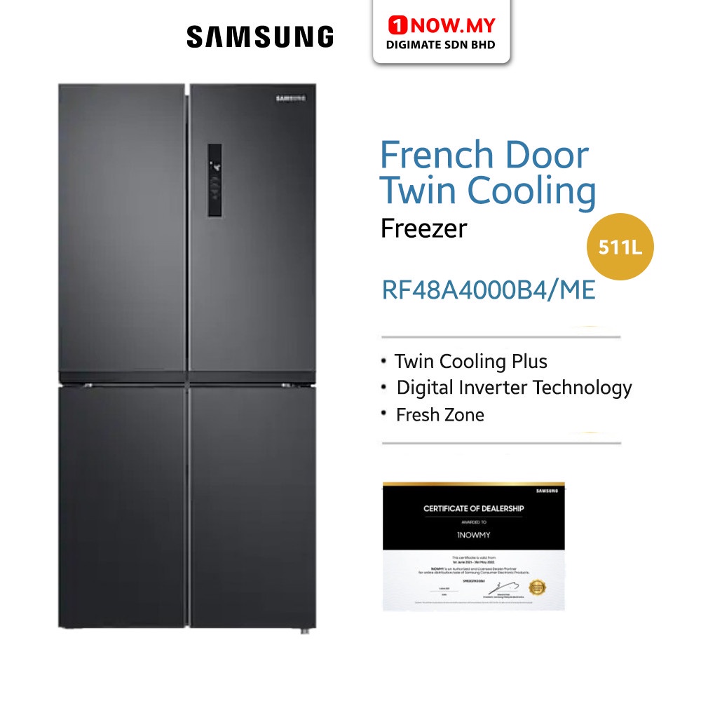 SAMSUNG 511L French Door Refrigerator RF48A4000B4/ME (Twin Cooling