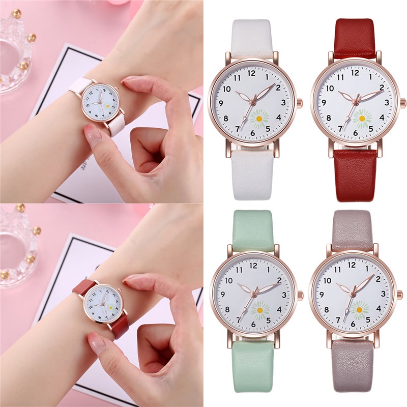 Gift Watches Fashion Luminous Watch Wristwatch Casual Korean Women Quartz Girls Daisy PU Leather Popular High Quality