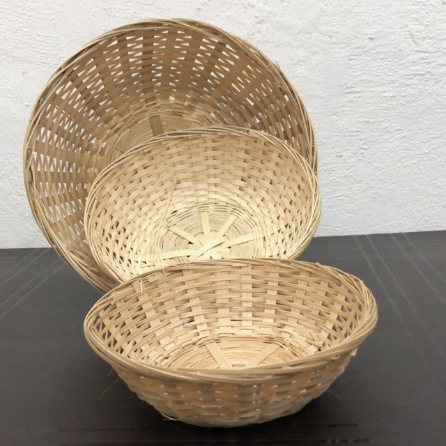 Round Rattan Bamboo Basket / Bakul Rotan / Bakul Raga Buluh / Fruit