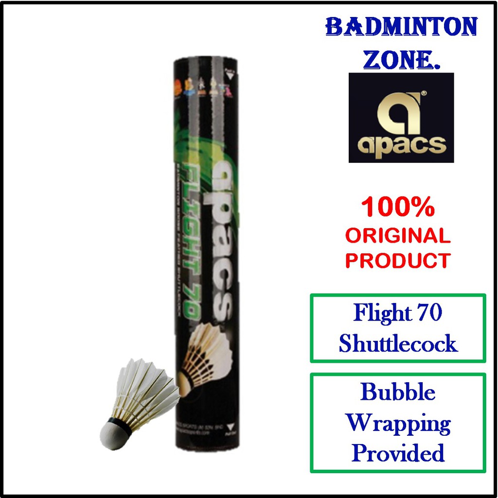 Apacs Flight 70 (Bubble Wrapping) Speed 77 Badminton Shuttlecock Shopee Malaysia