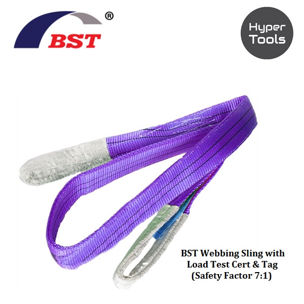 BST Webbing Sling with Load Test Cert & Tag (Safety Factor 7:1) - 1 Ton ...