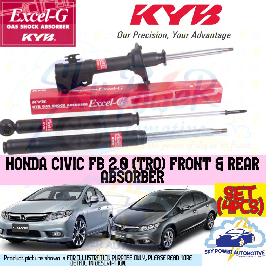 KYB Excel-G 344460 Rear Shock Absorber LH RH Pair for 06-11 Honda Civic 