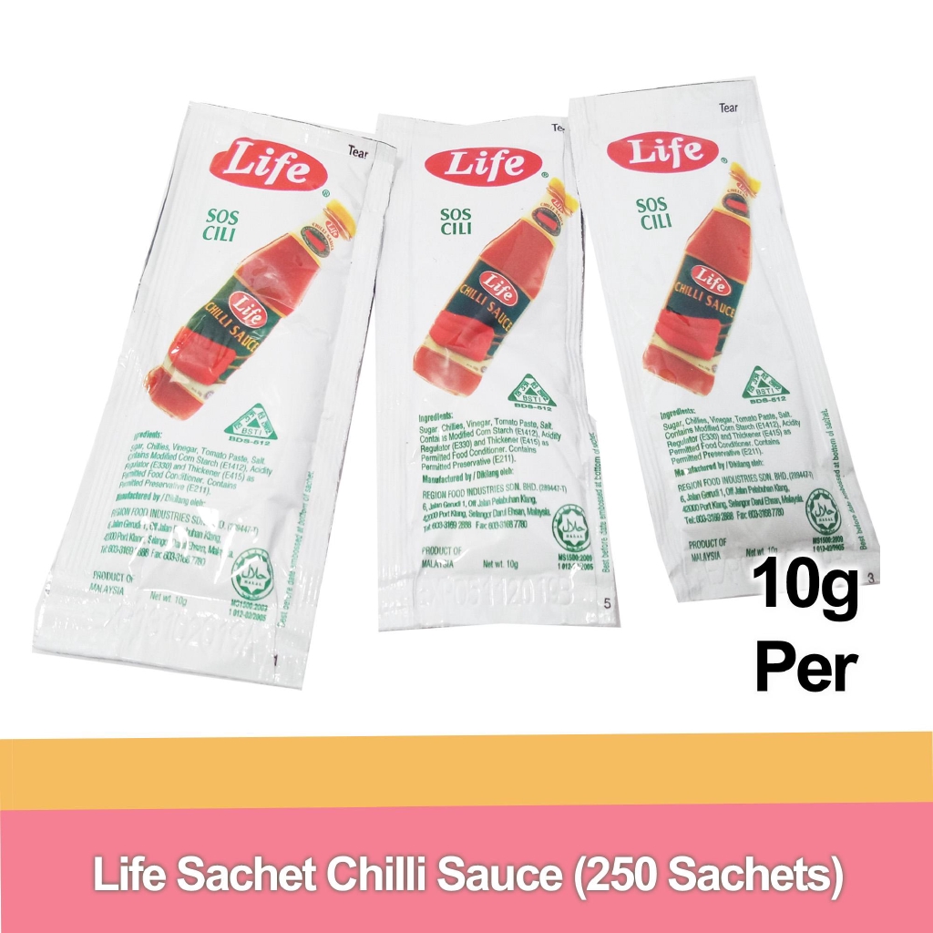 LIFE SACHET CHILLI SAUCE 10G (250 Sachets) Original Blend, Made From